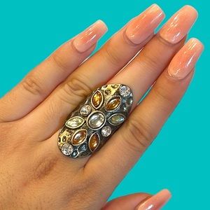 BROWN‎ CLEAR HAMMERED ADJUSTABLE STRETCH RING